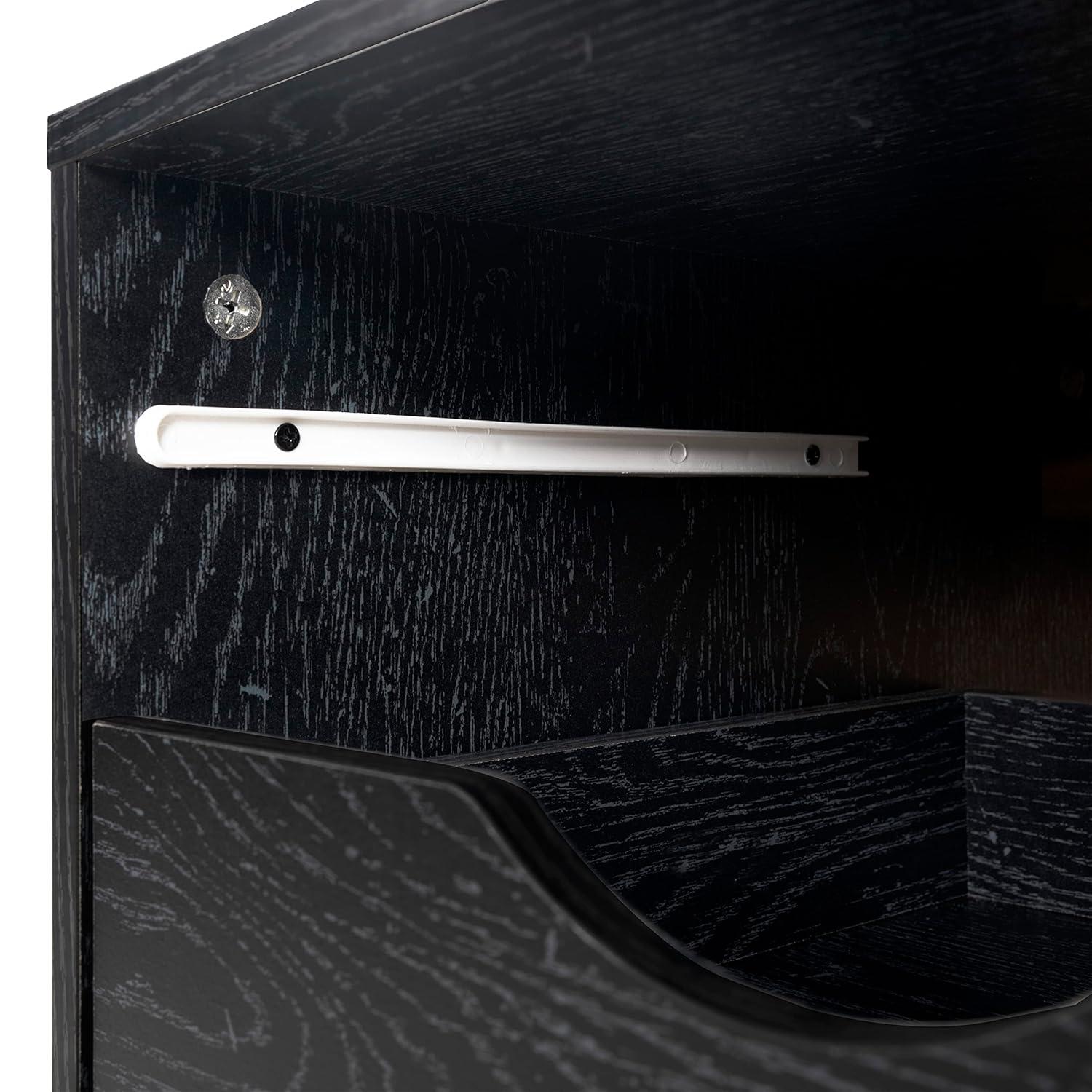 Naomi Home 5 Drawer Dresser for Bedroom Stylish Tall Dressers with Wheels Storage Shelves Small Dresser for Closet Makeup with 180 lbs Capacity - Distressed Black