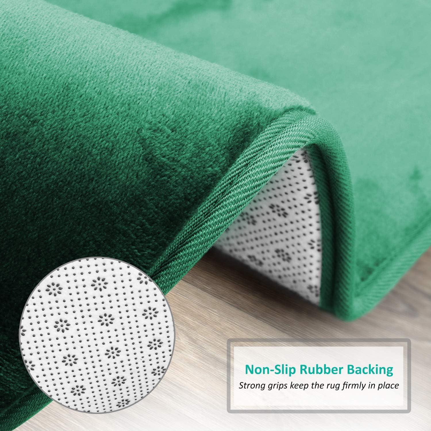 Clara Clark  Ultra Soft Plush Bathroom Rug - Non-Slip, Velvet, Memory Foam Bath Mat - Set of 2 Hunter Green Set of 2 (17x24)