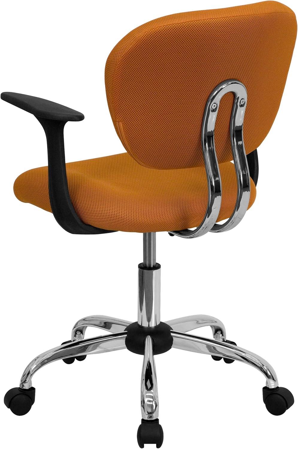 Flash Furniture Mid-Back Orange Mesh Padded Swivel Task Office Chair with Chrome Base and Arms