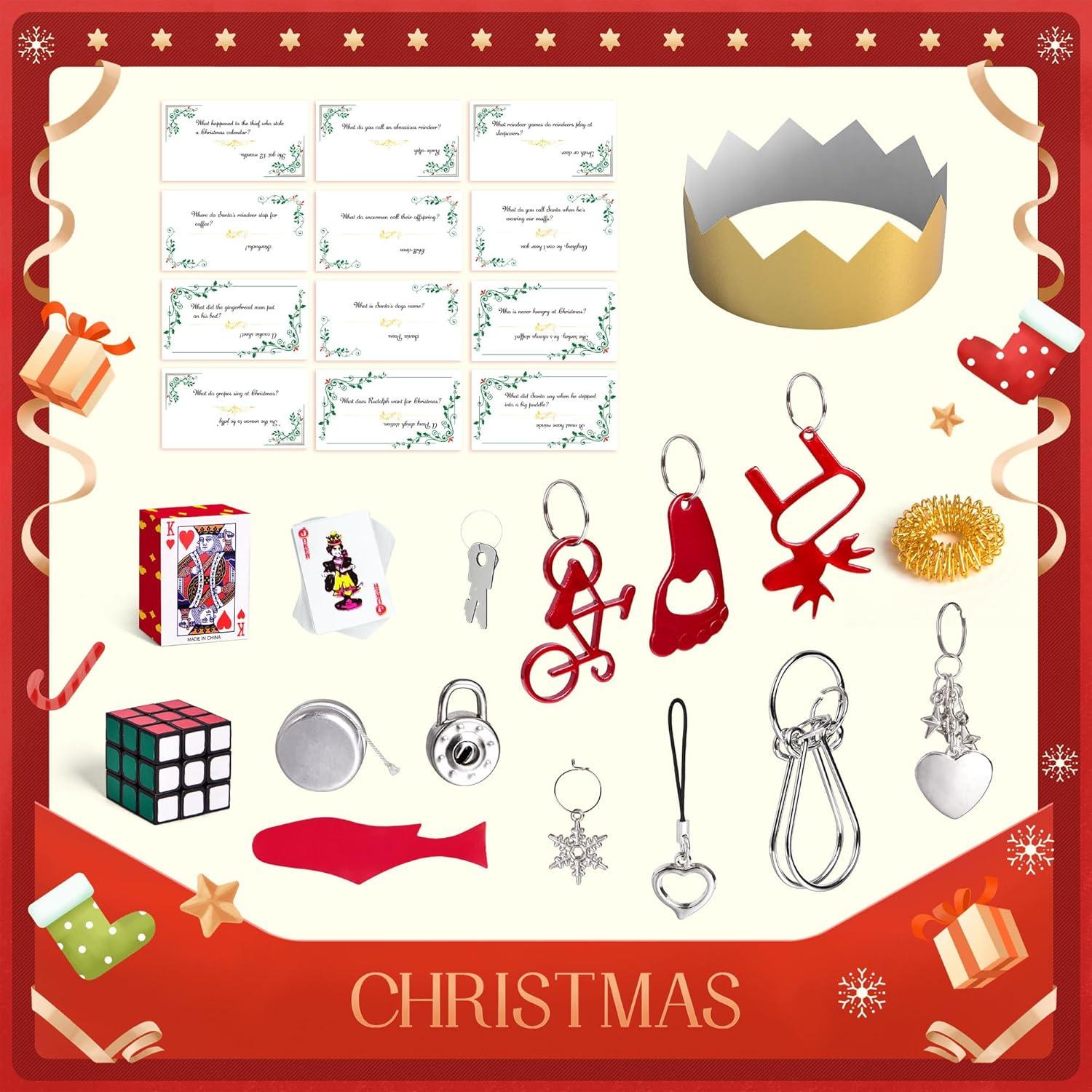 Fun Little Toys 12 PCS Christmas Cracker red and green snow flake