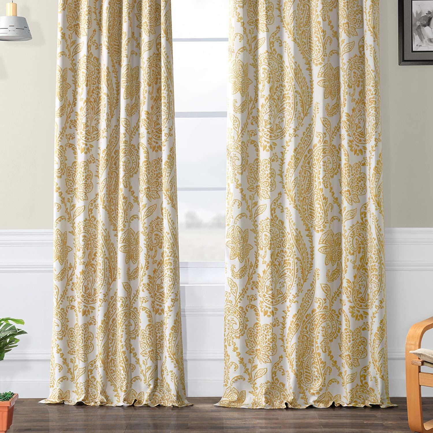 Tea Time Yellow Gold Blackout Polyester Window Panel