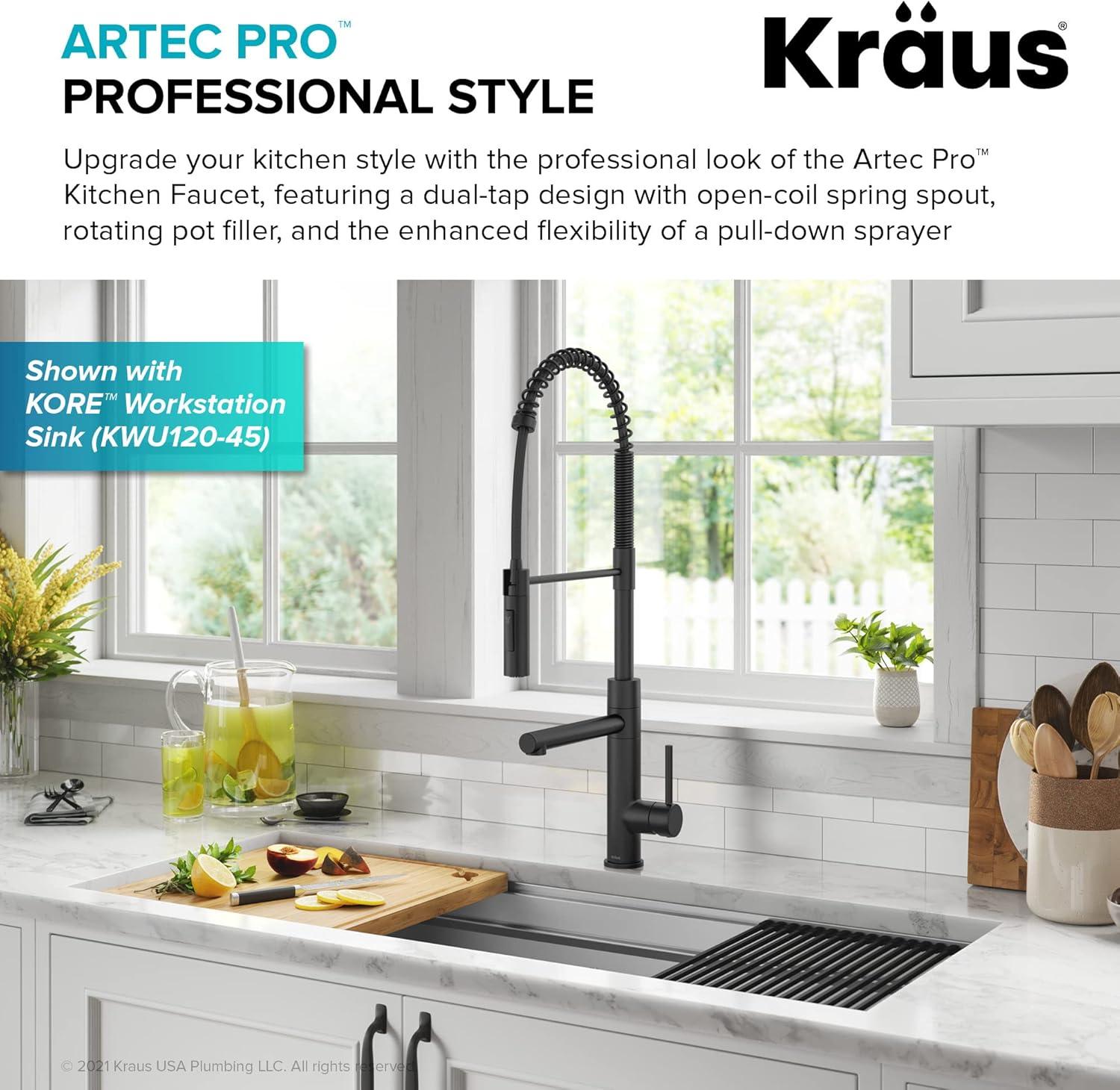 Artec Pro Commercial Style Pull-Down Single Handle Kitchen Faucet with Pot Filler