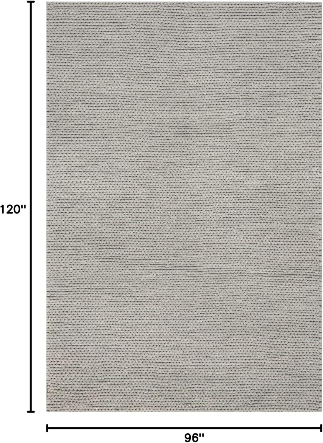 nuLOOM Penelope Braided Wool Light Gray 8' x 10' Farmhouse Area Rug