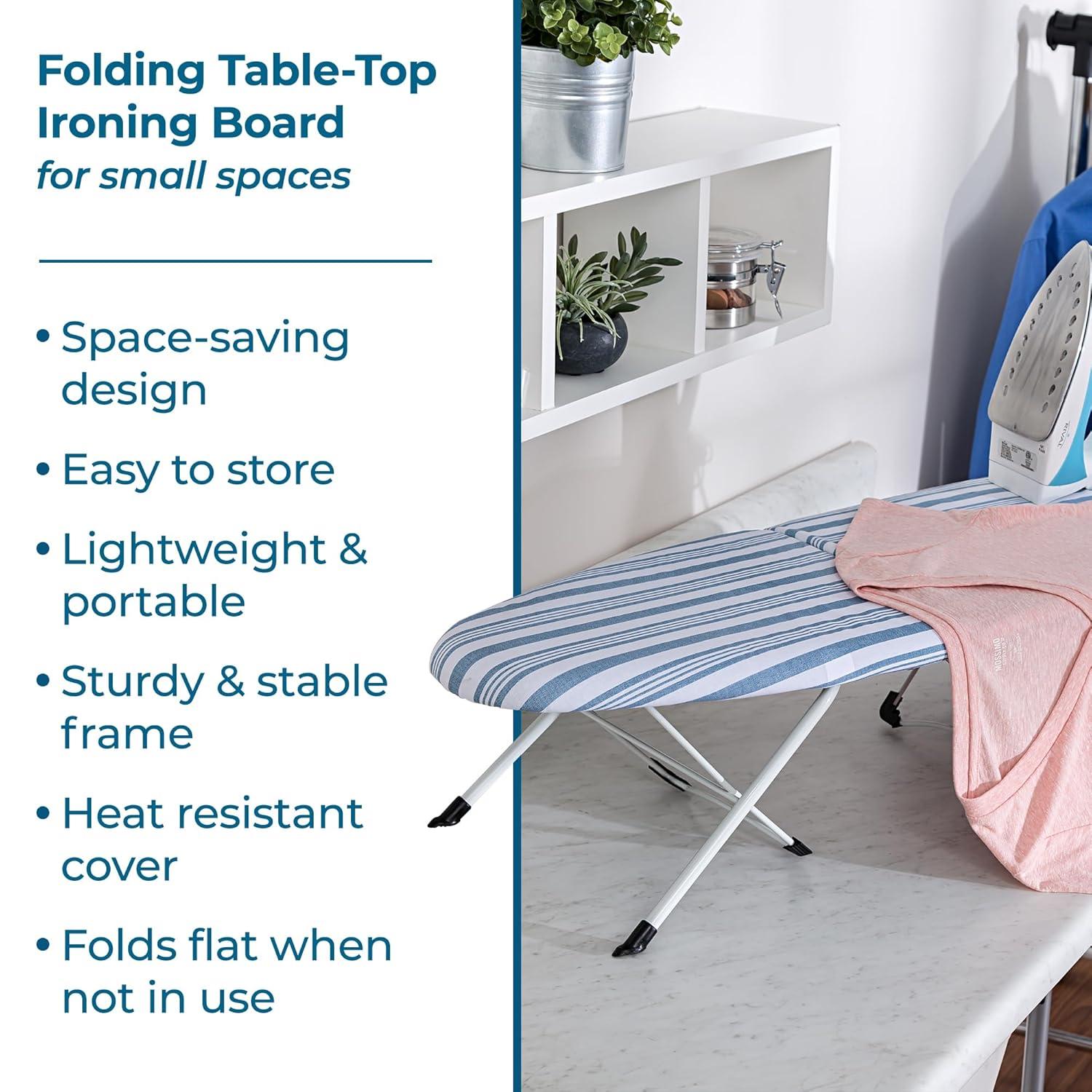Blue Folding Table-Top Ironing Board with Compact Design