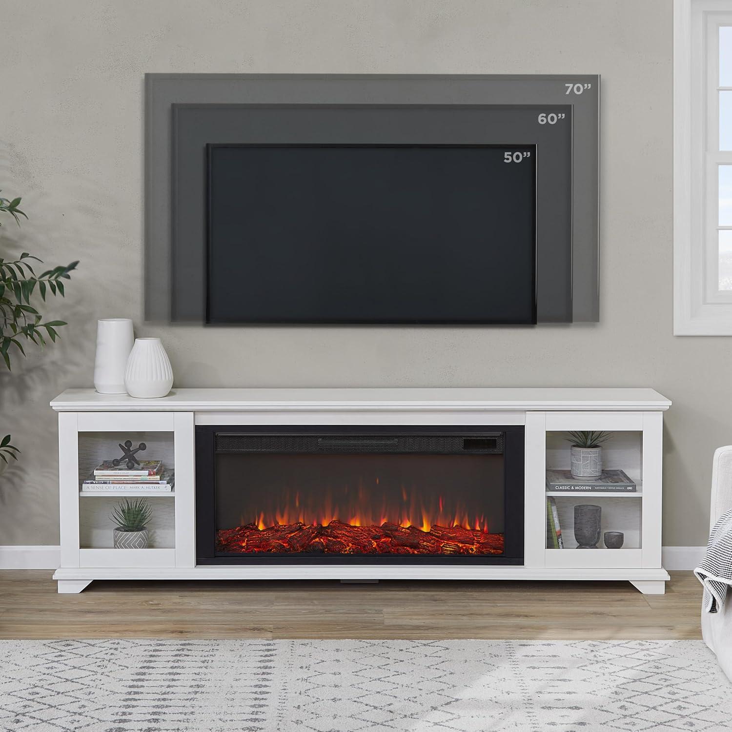 Real Flame Benjamin 81" Landscape TV Stand with Electric Fireplace by Real Flame