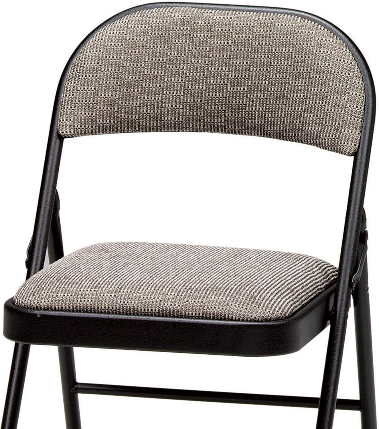 MECO Sudden Comfort Deluxe Metal Fabric Padded Folding Chair Set for Indoor Home Special Occasions or Outdoor Events, Black (Set of 4)