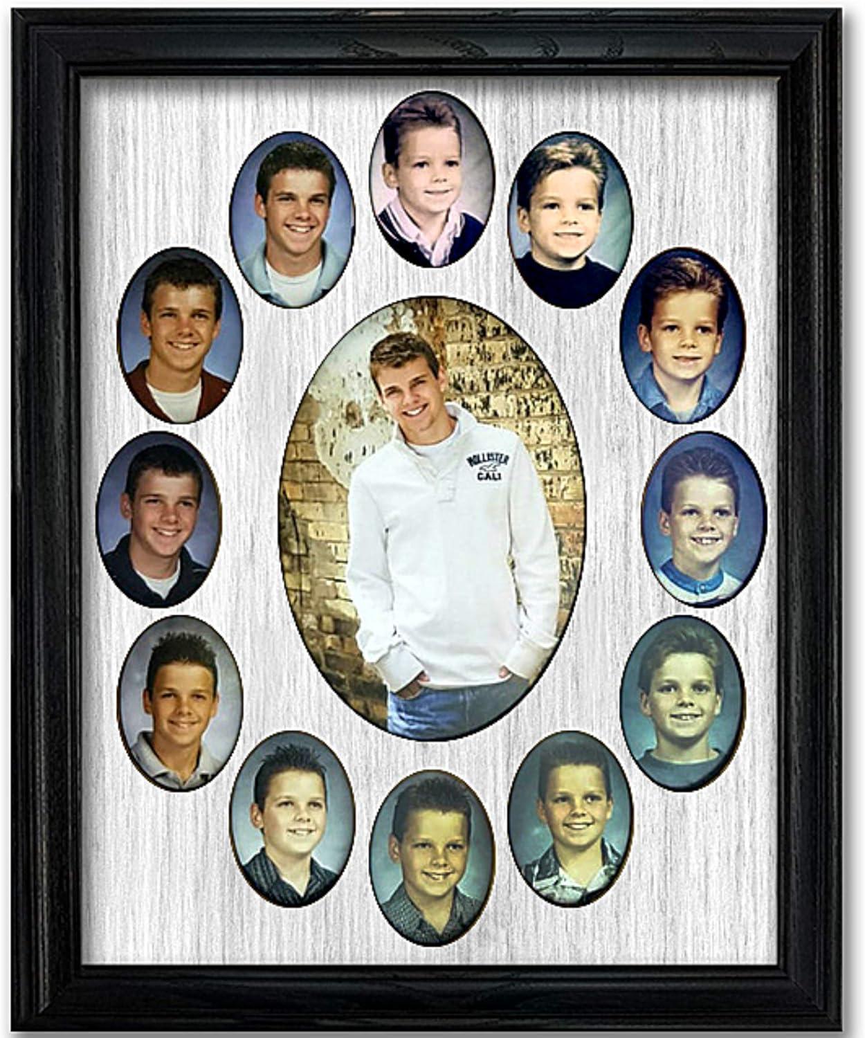 Black Wood Collage Picture Frame with White Mat for Graduation