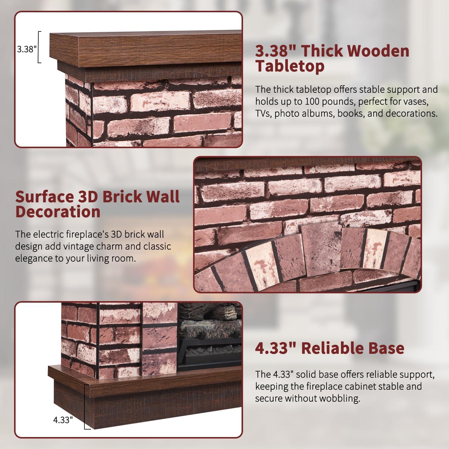 Millwood Pines 42" Farmhouse TV Stand With 23" Electric Fireplace Mantel