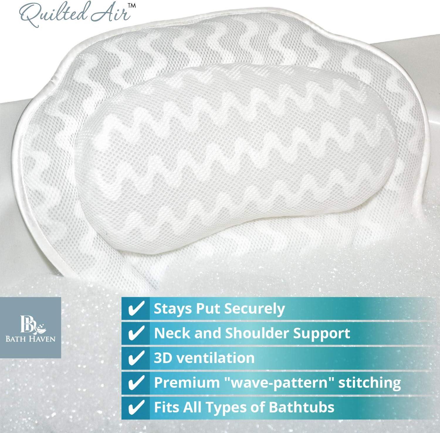 Bath Haven Bath Pillow for Bathtub, 3D Air Mesh Thick Soft Bath Pillow, White