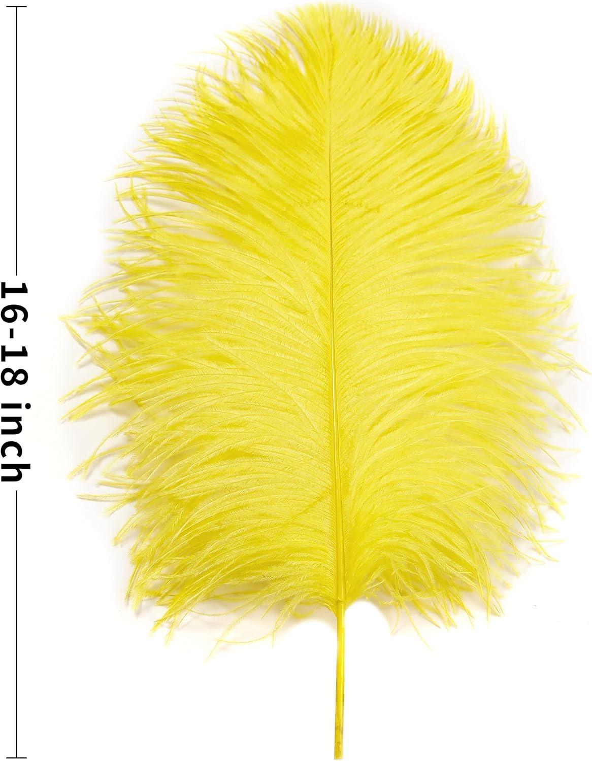 Larryhot Yellow Big Ostrich Feathers - 10pcs 16-18 inch for Vase,Wedding Centerpieces and Carnival Party(Yellow)