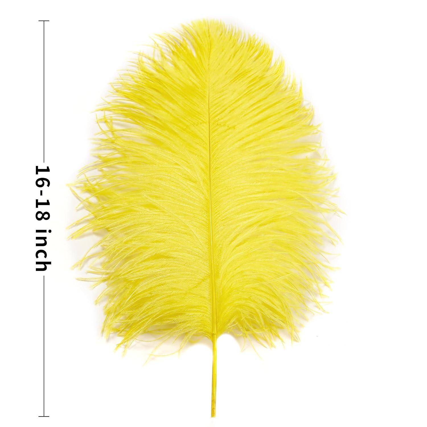 Larryhot Yellow Big Ostrich Feathers - 10pcs 16-18 inch for Vase,Wedding Centerpieces and Carnival Party(Yellow)