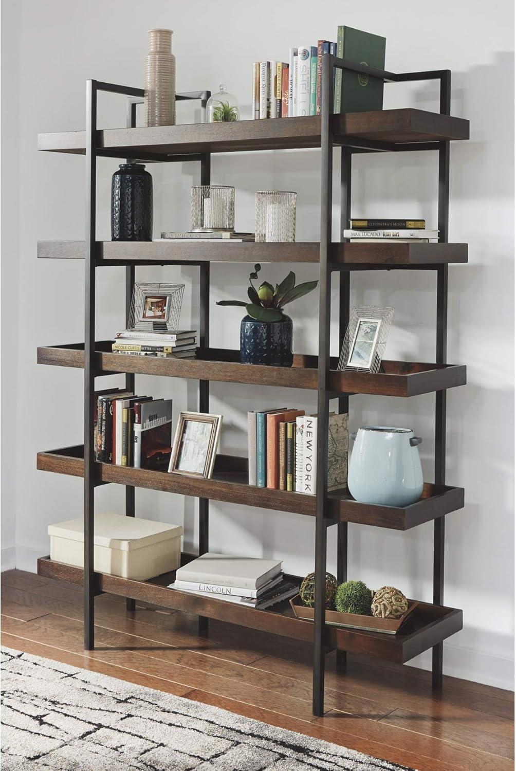 Starmore Industrial Brown Acacia and Steel Bookcase