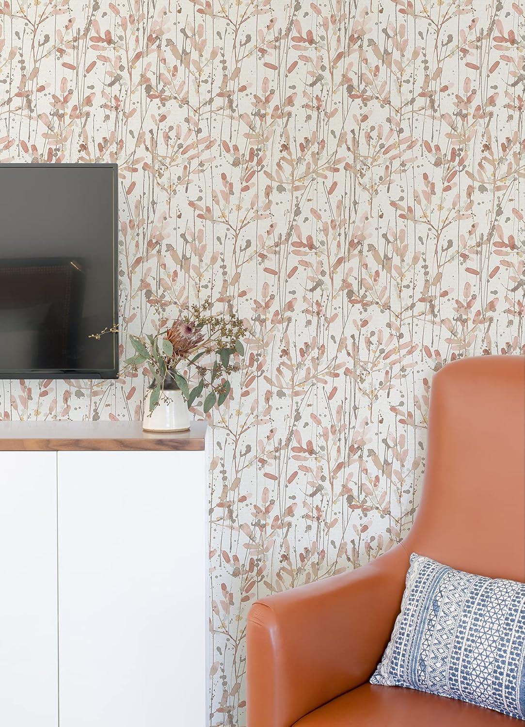 Leandra Coral Floral Non-Woven Washable Wallpaper