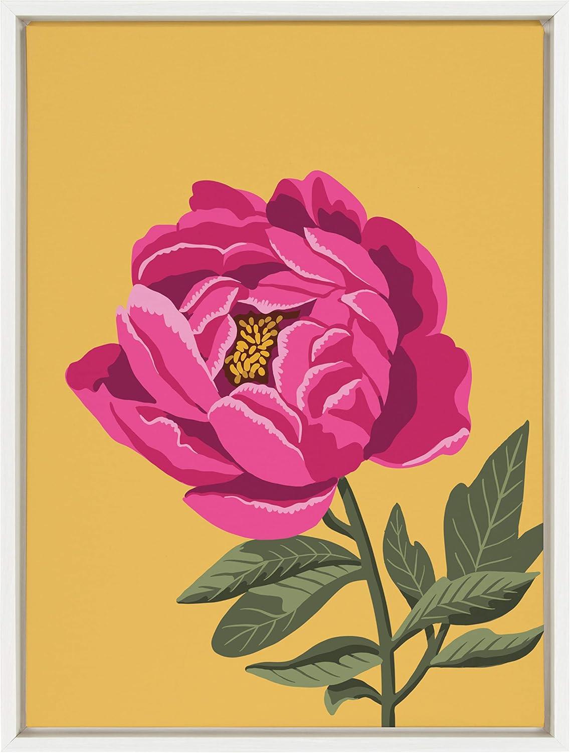 18" x 24" Sylvie Bright Peony Framed Canvas by Maria Filar - Kate & Laurel All Things Decor