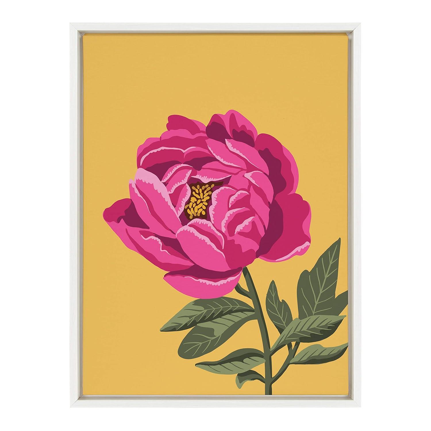 Kate & Laurel All Things Decor 18"x24" Sylvie Bright Peony Framed Canvas by Maria Filar White: Modern Style, Nature Art