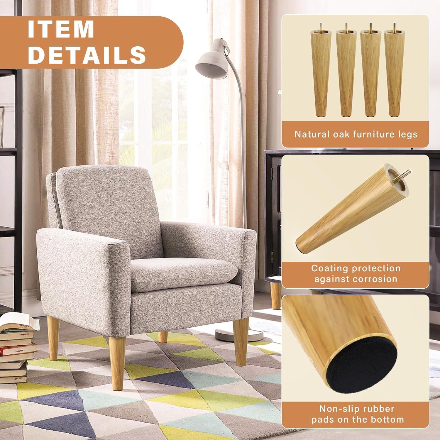 GOSCHE 4 Inch Round Solid Wood Furniture Feet, Wooden Sofa Legs Set of 4, Chair Legs, Replacement Couch Legs for Armchair, Cabinet, Mid Century Modern Dresser Or Home DIY Projects Bun Feet