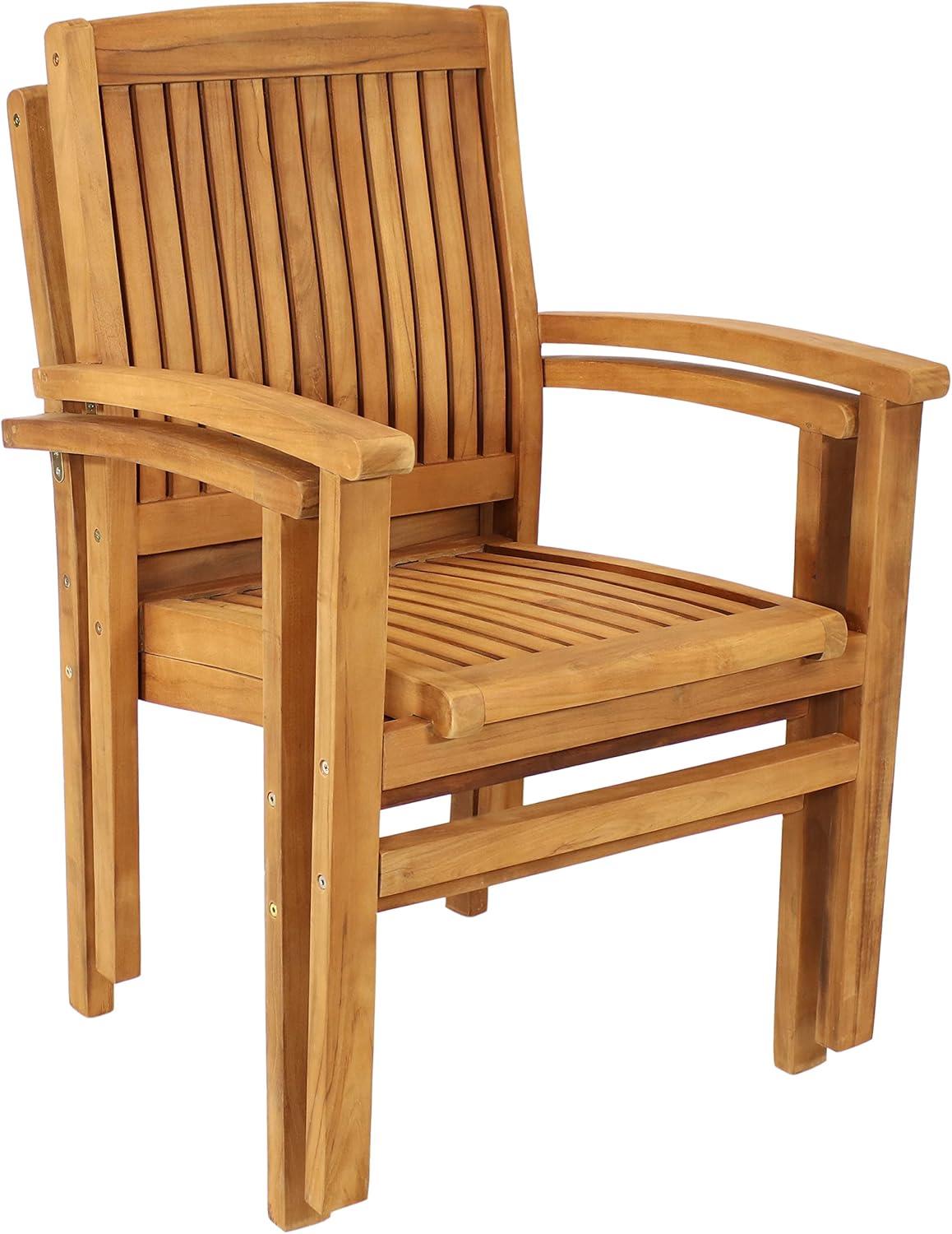 Datrion Teak Outdoor Stacking Dining Armchair (Set of 2)