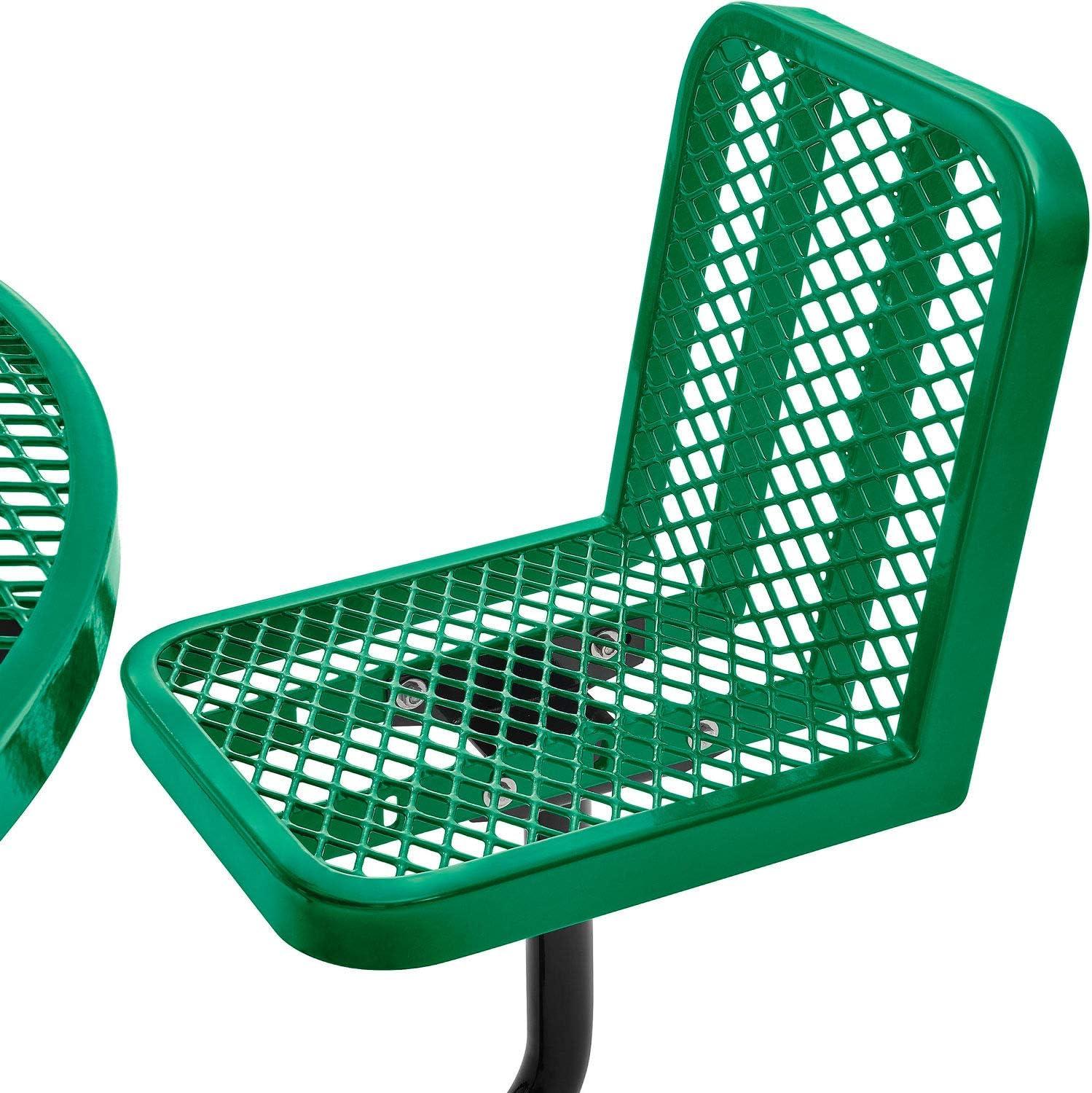 Global Industrial 277590GN 46 in. Round Carousel Expanded Metal Picnic Table with 6 Seats, Green