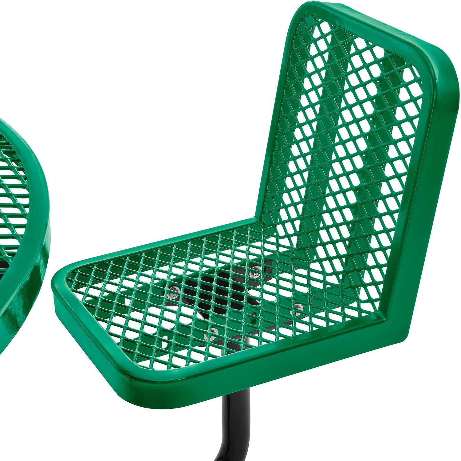 Global Industrial 277590GN 46 in. Round Carousel Expanded Metal Picnic Table with 6 Seats, Green