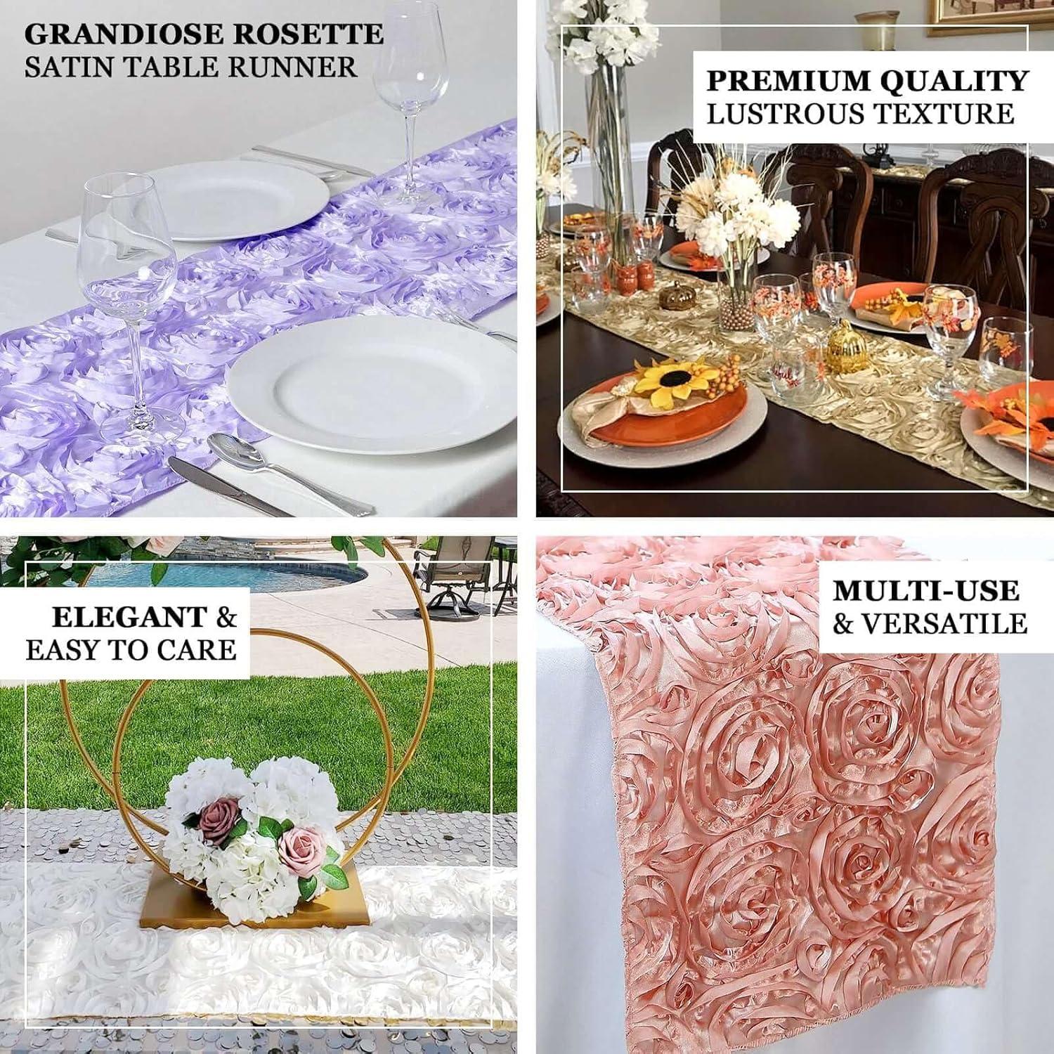 Efavormart Wonderland Rosette Premium Table Runners For Weddings Party Banquets Decor Fit Rectangle and Round Table - Dusty Rose