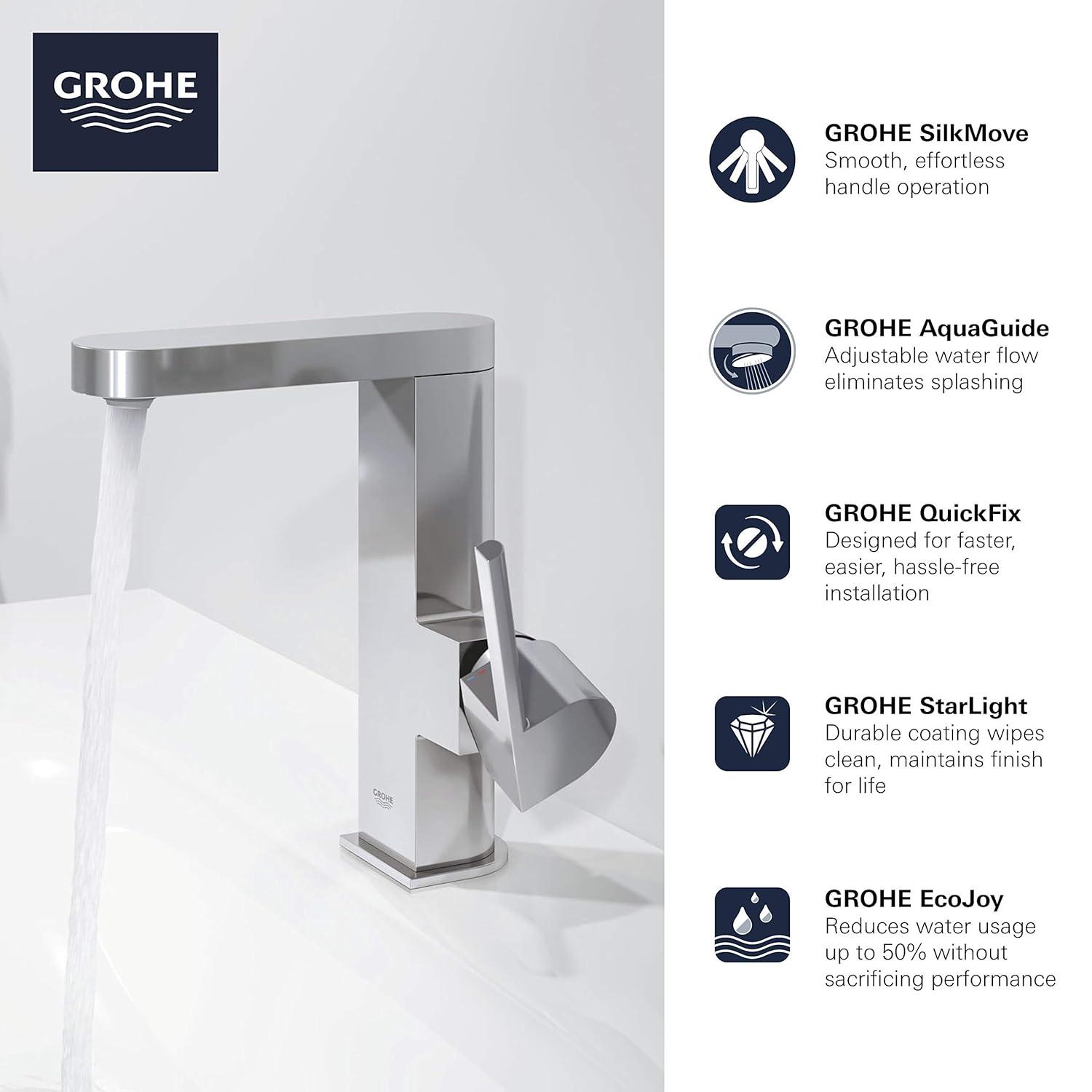 GROHE Plus Single Hole Bathroom Faucet with Drain Assembly 23956003