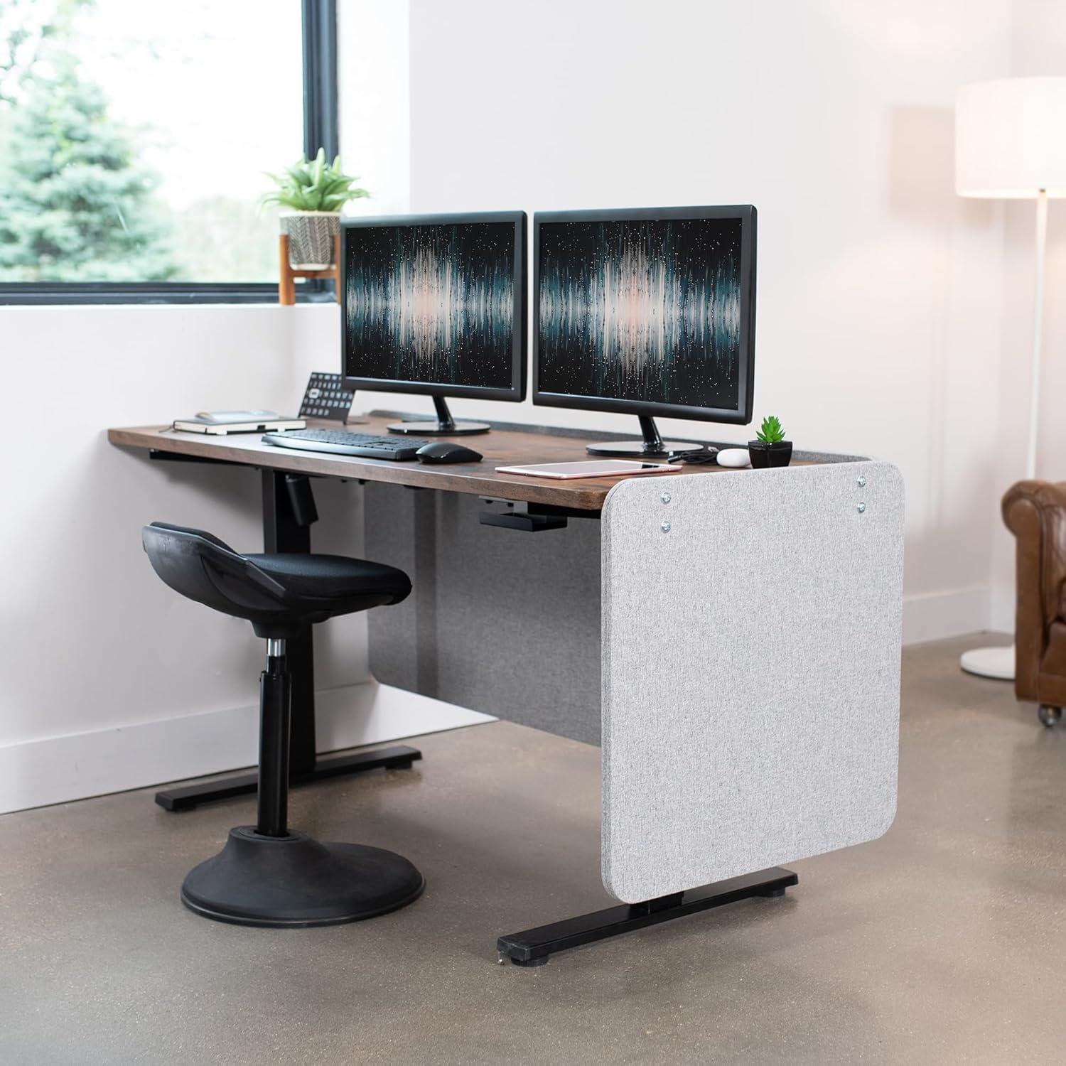 Gray Clamp-On Acoustic Desk Privacy Panels Set