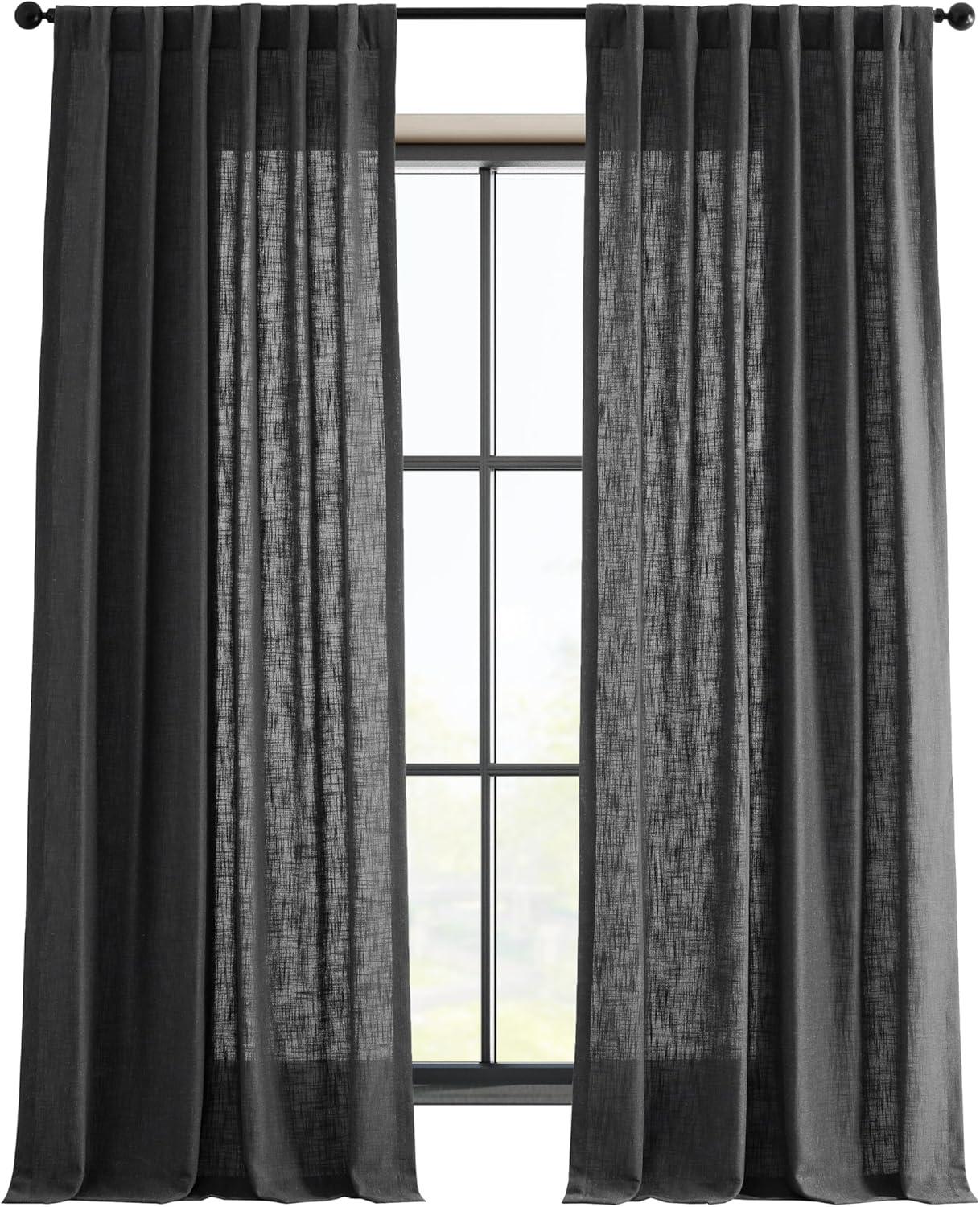 Slate Grey Heavy Faux Linen Curtain (1 Panel), Slate Grey, 50W X 96L