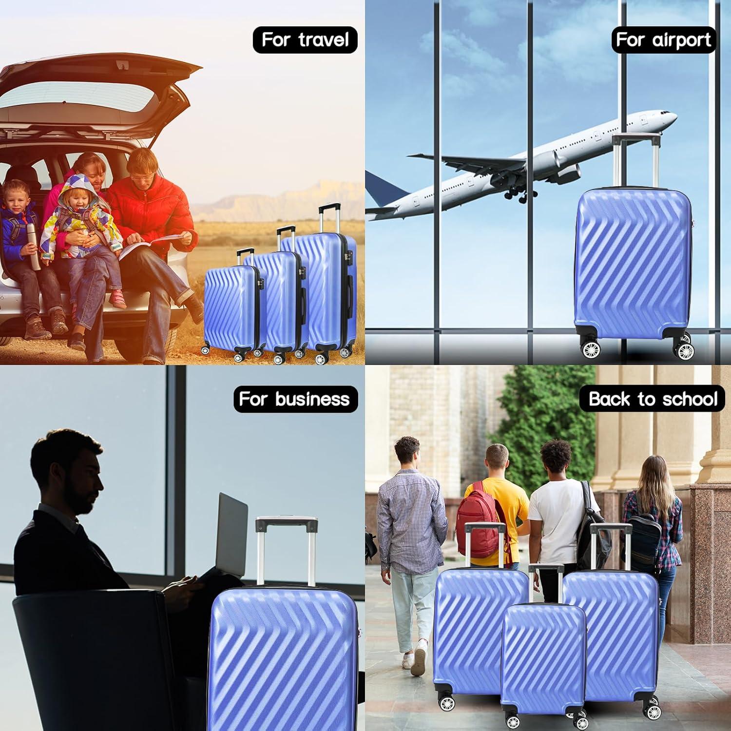 Homeika 3 Piece Luggage Sets, Hardside Suitcase Set with TSA Lock, Multi-Size Hardside Luggage with Spinner Wheels for Travel Trips Business,Purple (20"/24"/28")