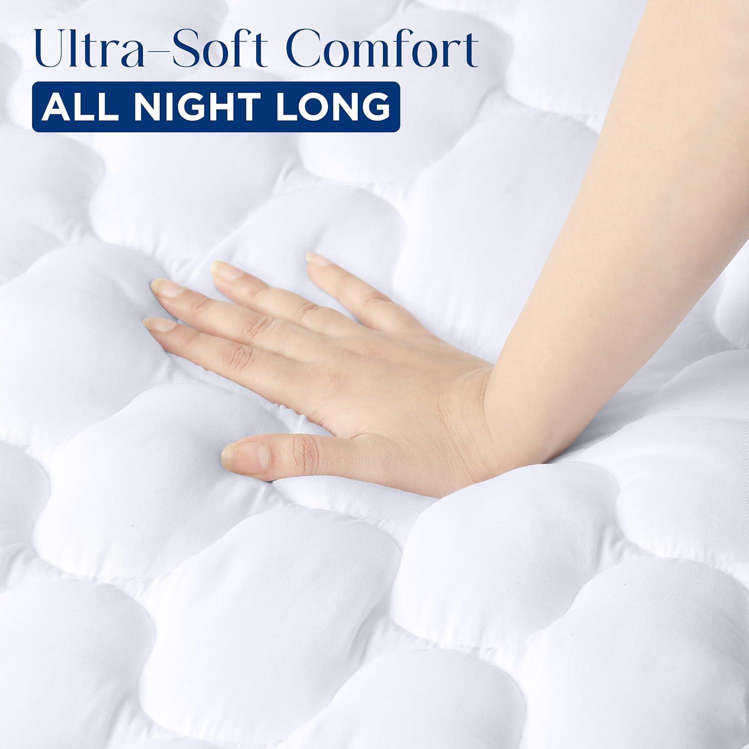 White Quilted Waterproof Queen Mattress Protector Pad
