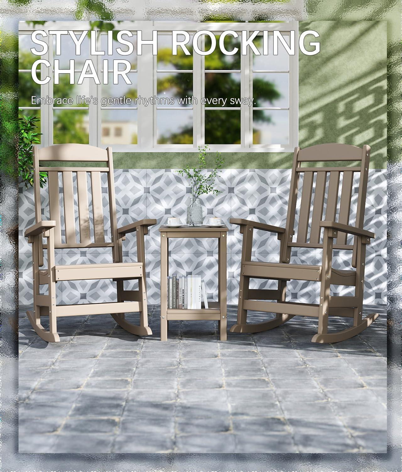 Oxing HDPE Outdoor Rocking Chair (Set of 2)