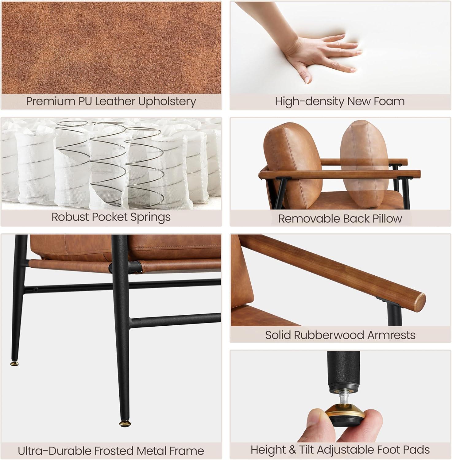 Renwick Mid-century Modern Upholstered Accent Chair for Living Room, Retro Brown