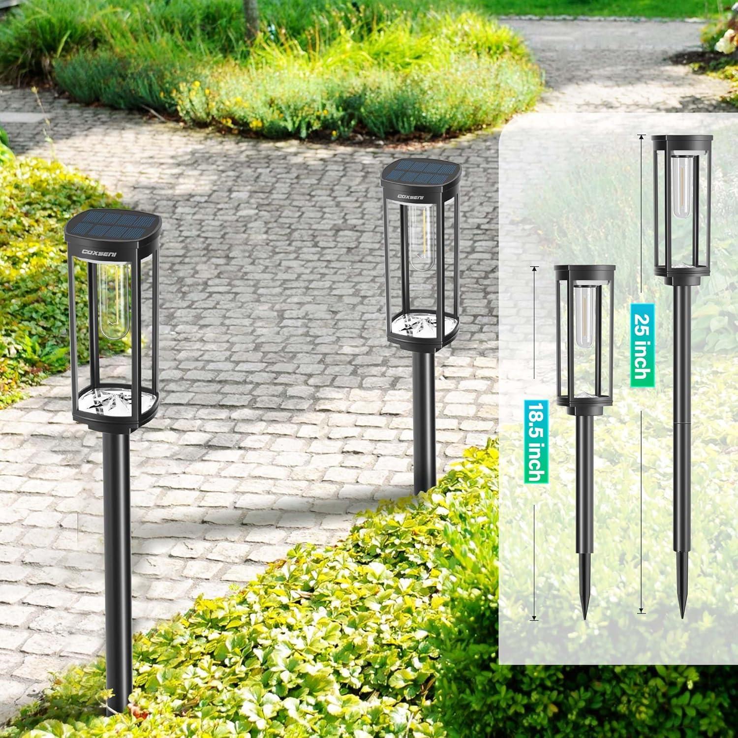 BITPOTT Solar Garden Lighting 8Pack Edison Bulbs Solar Powered Outdoor Pathway Light for Driveway