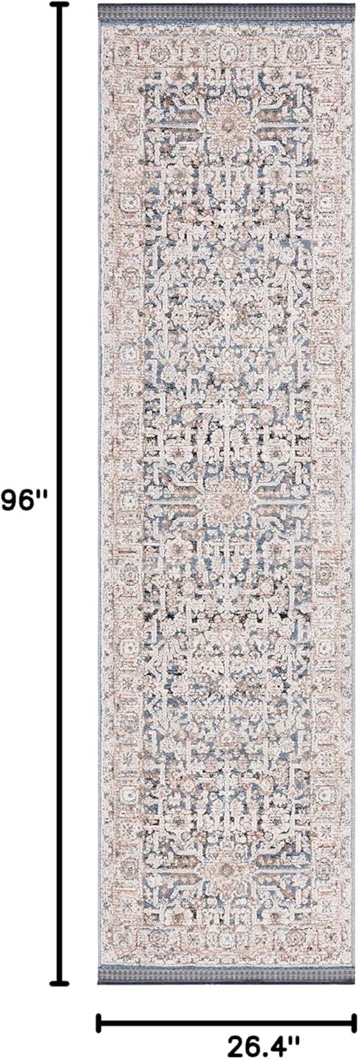 Vivaldi Elegance 2'2" x 8' Runner Blue/Ivory Synthetic Oriental Rug