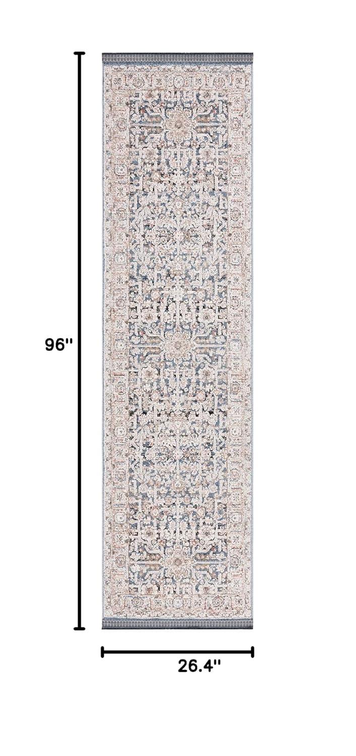 Vivaldi VIV546 Power Loomed Runner Rug - Blue/Ivory - 2'2"x8' - Safavieh.
