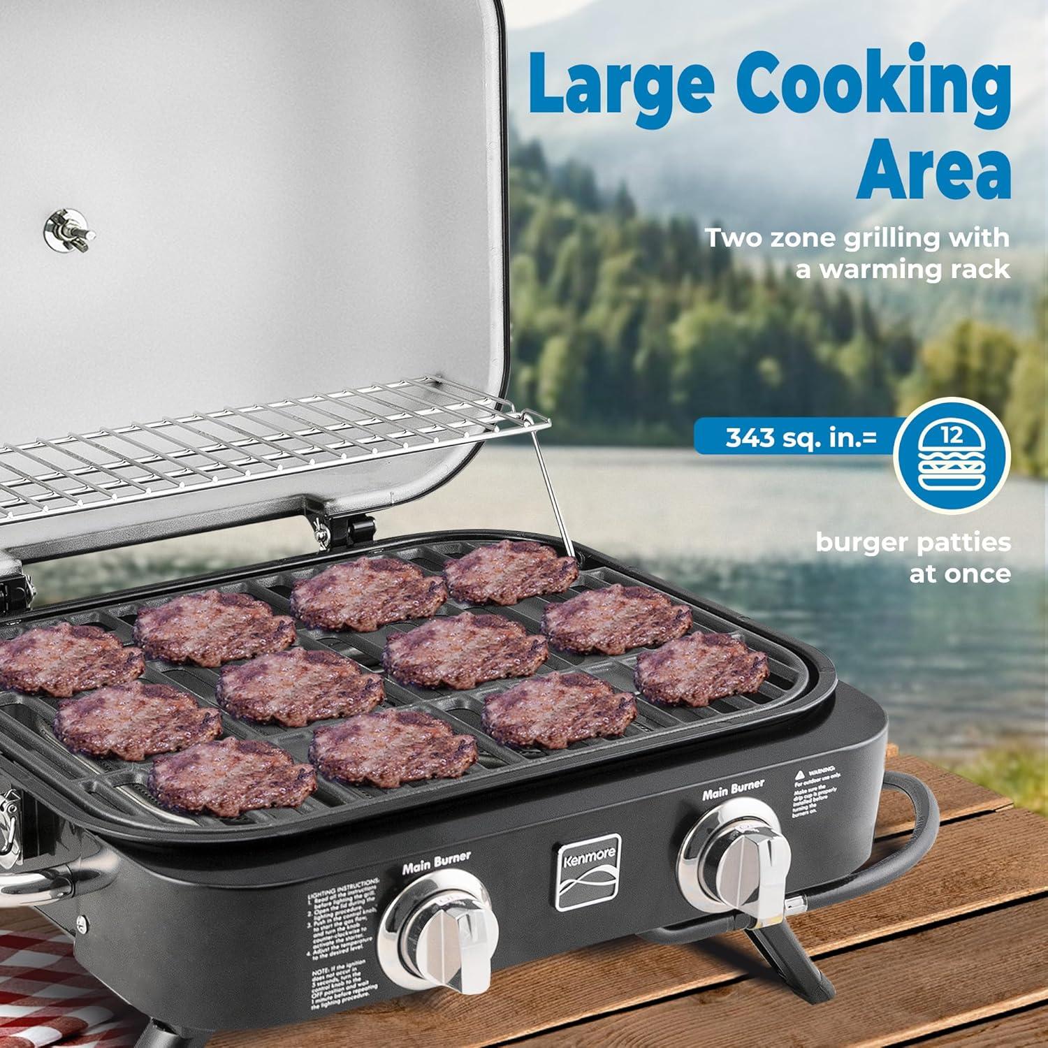 Kenmore 2-Burner Portable Tabletop Retro Gas Grill