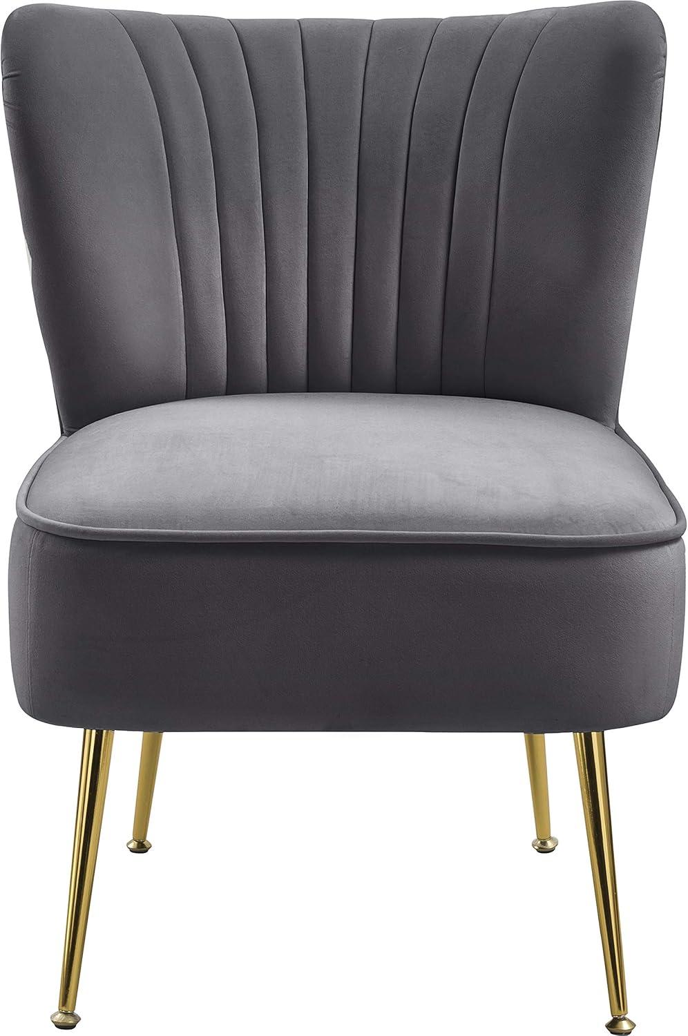 Meridian Furniture Tess Gray Velvet Accent Chair with Gold Legs