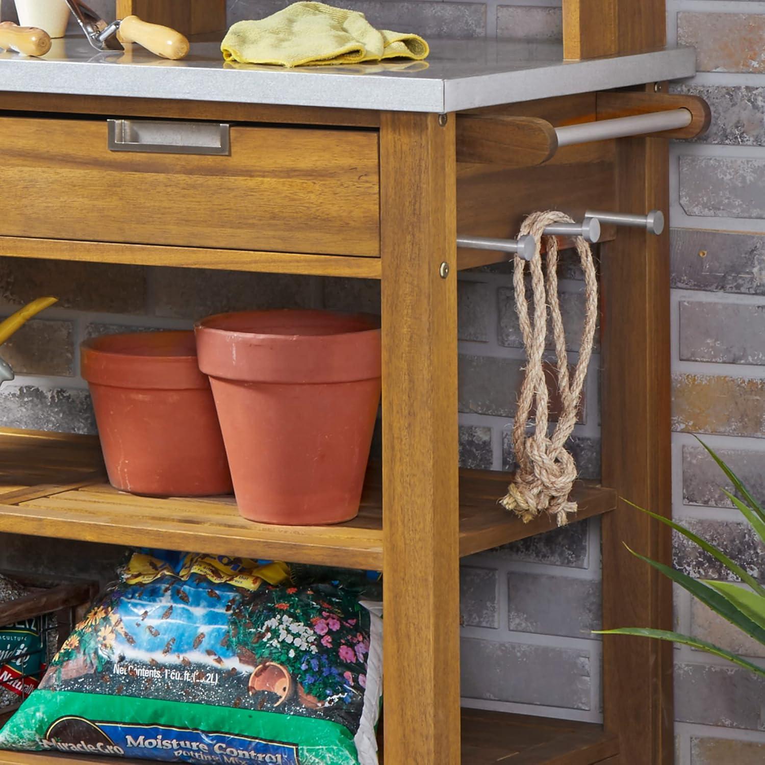 Homestyles Maho Brown Wood Potting Bench