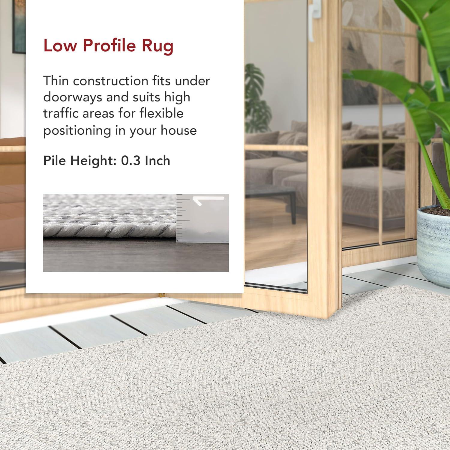 Ivory Braided Synthetic 31" Indoor/Outdoor Easy Care Runner Rug