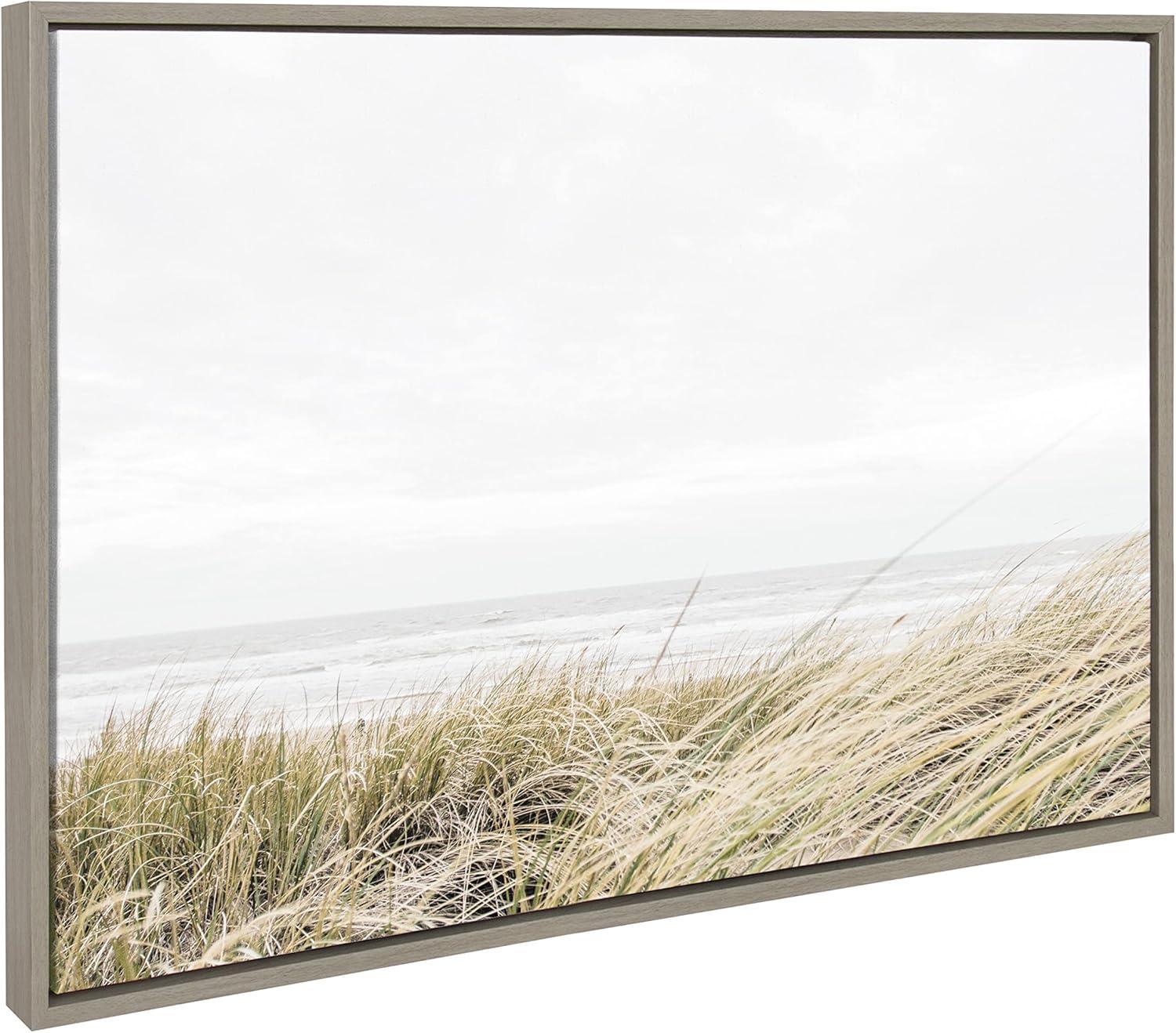 23" x 33" Sylvie East Beach Framed Canvas by Amy Peterson Art Studio Gray - Kate & Laurel All Things Decor: Coastal Wall Decor