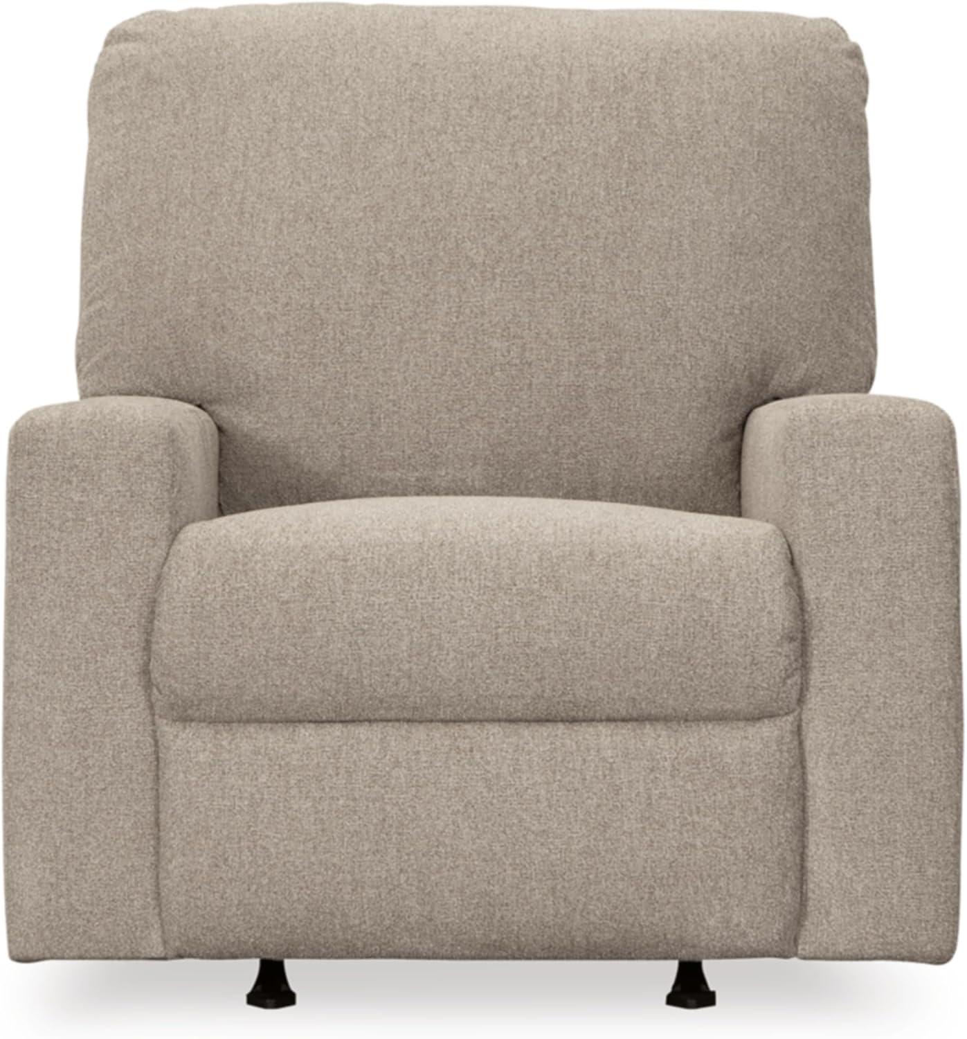 Parchment Beige Contemporary Recliner with Wide Track Arms