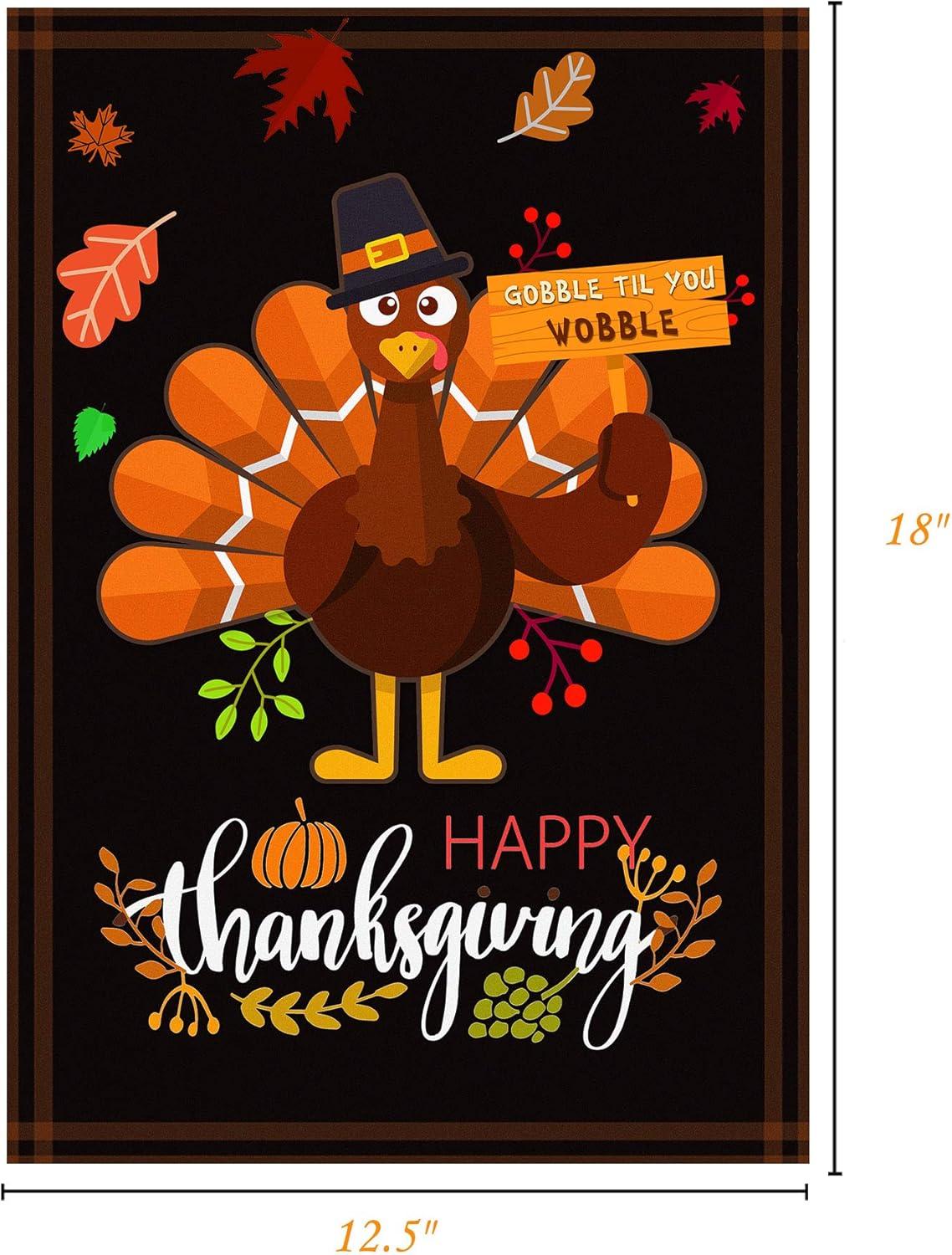 Thanksgiving Garden Flag,Happy Thanksgiving Flags 12 x 18 Inch Thanksgiving House Flag Double-Sided 2 Layer Thanksgiving Turkey House Flag For Thanksgiving Decoration