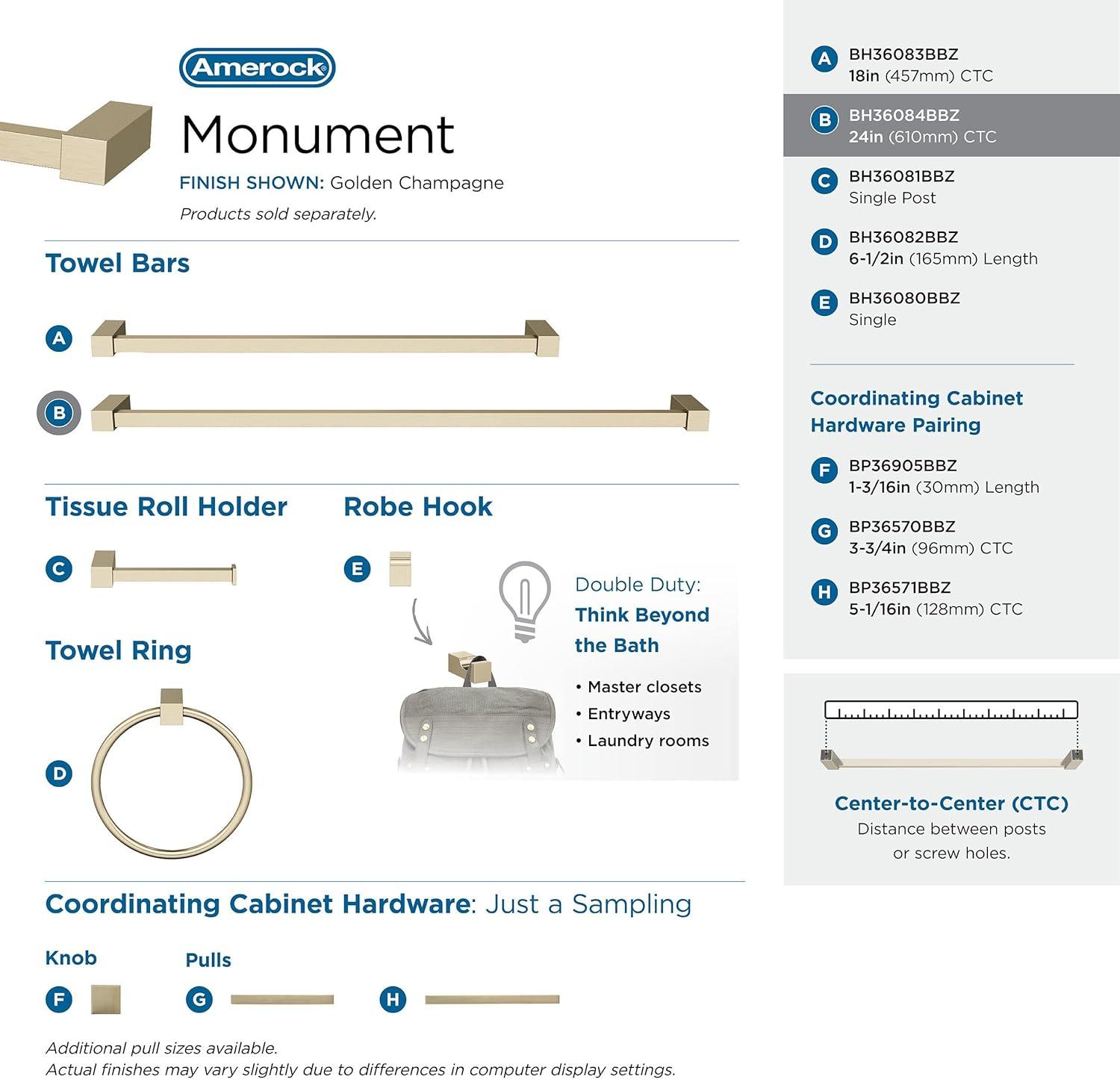 Monument 24" Wall Mounted Towel Bar