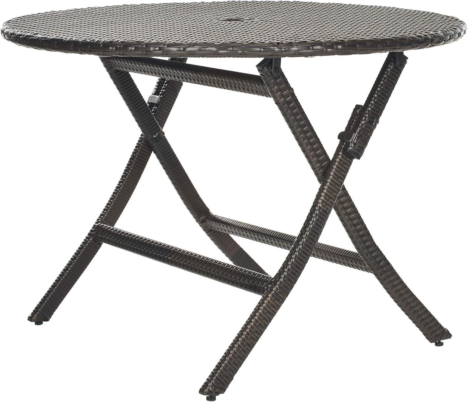 Ellis Round Patio Folding Table - Brown - Safavieh