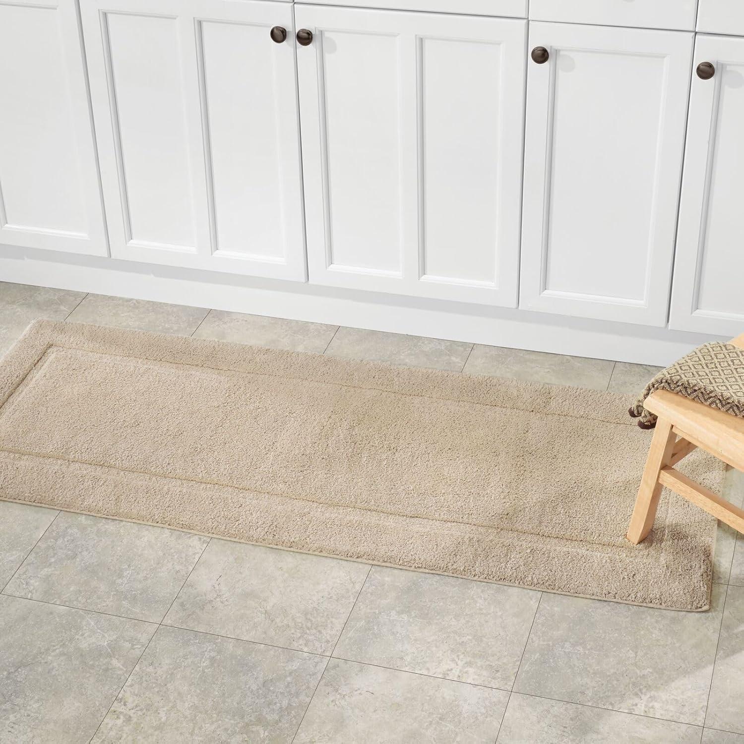 mDesign Bathroom 100% Cotton Rectangular Rug, Long Runner, 60" x 21"