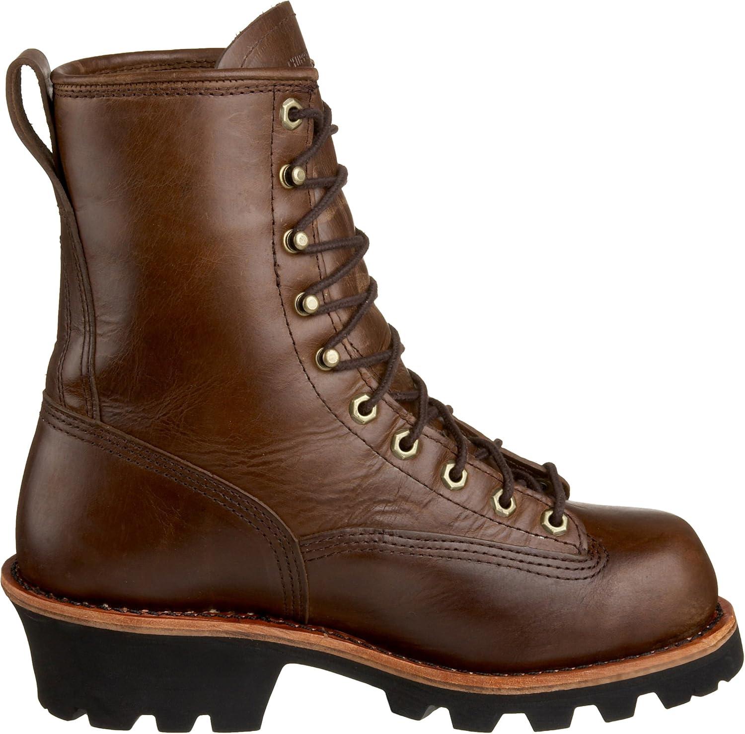 Chippewa Men's Paladin 8" Lace-to-Toe Logger Boots - Waterproof, Slip-Resistant Work Boots for Men