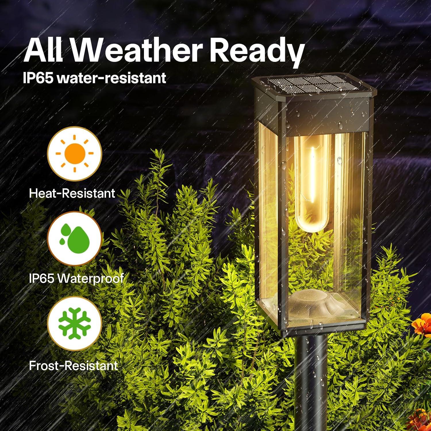 BITPOTT Solar Garden Lighting 8Pack Edison Bulbs Solar Powered Outdoor Pathway Light for Driveway