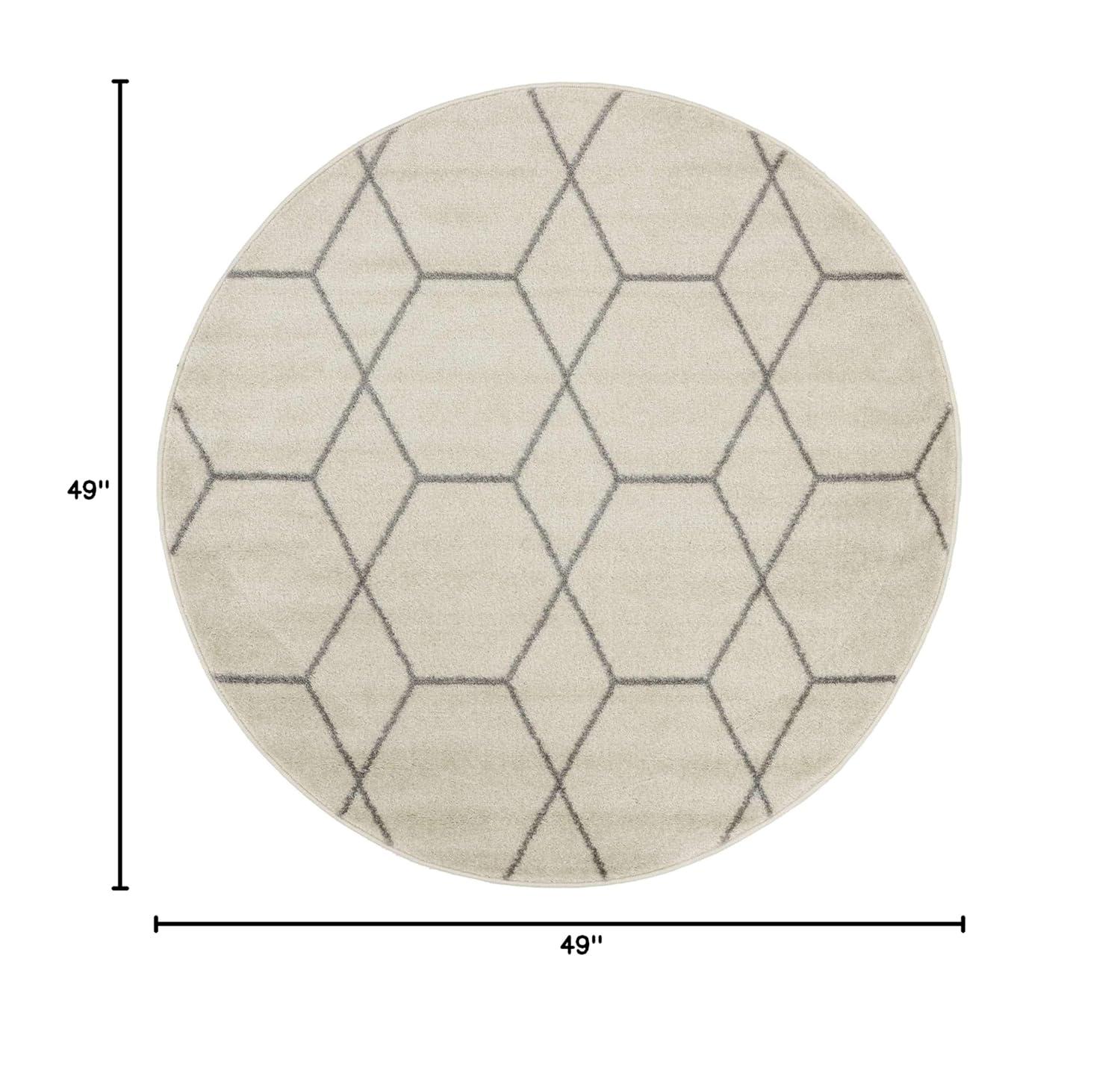 Unique Loom 4' 0 x 4' 0 Trellis Frieze Ivory Area Rug