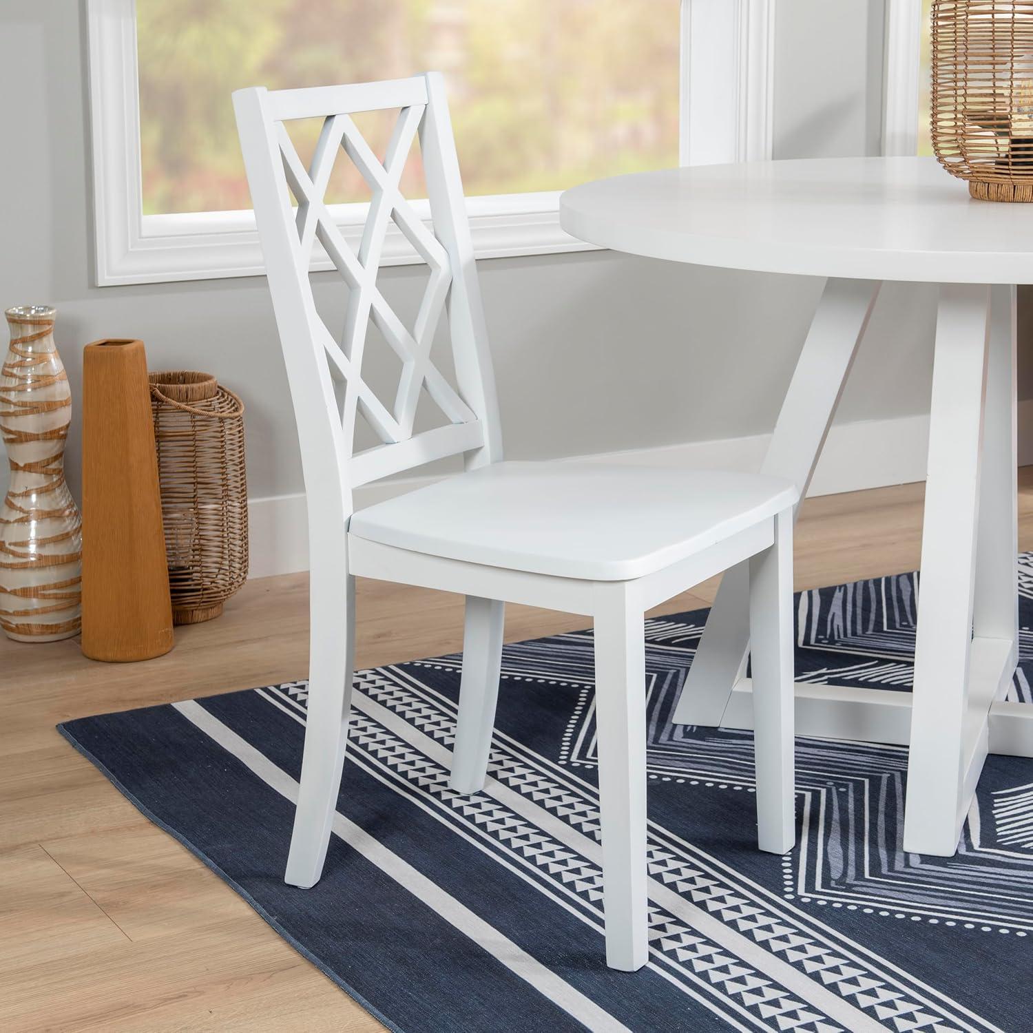 White Wood Cross Back Dining Side Chair