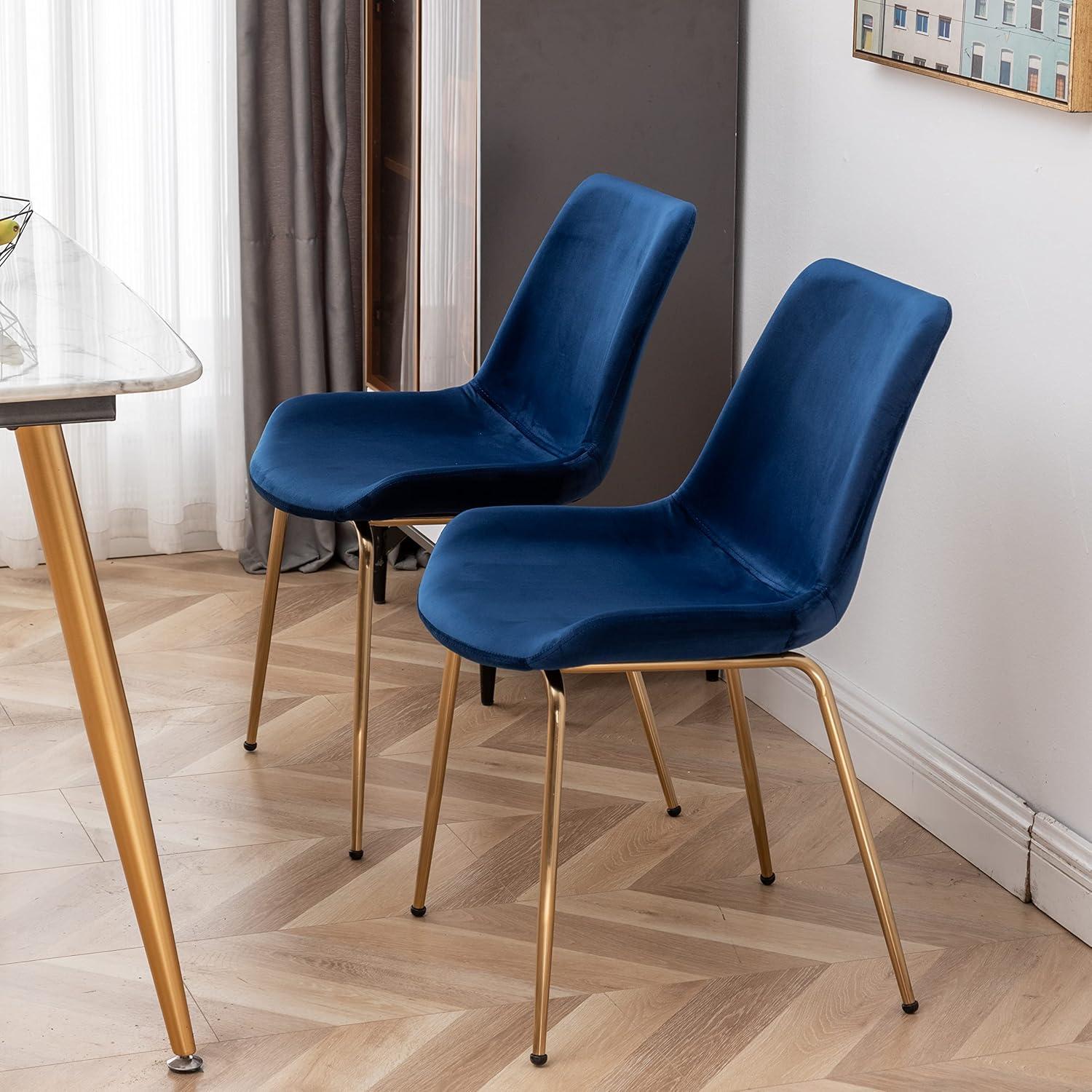 Roundhill Furniture Aufurr Modern Velvet Dining Chairs - Set of 2 - Blue