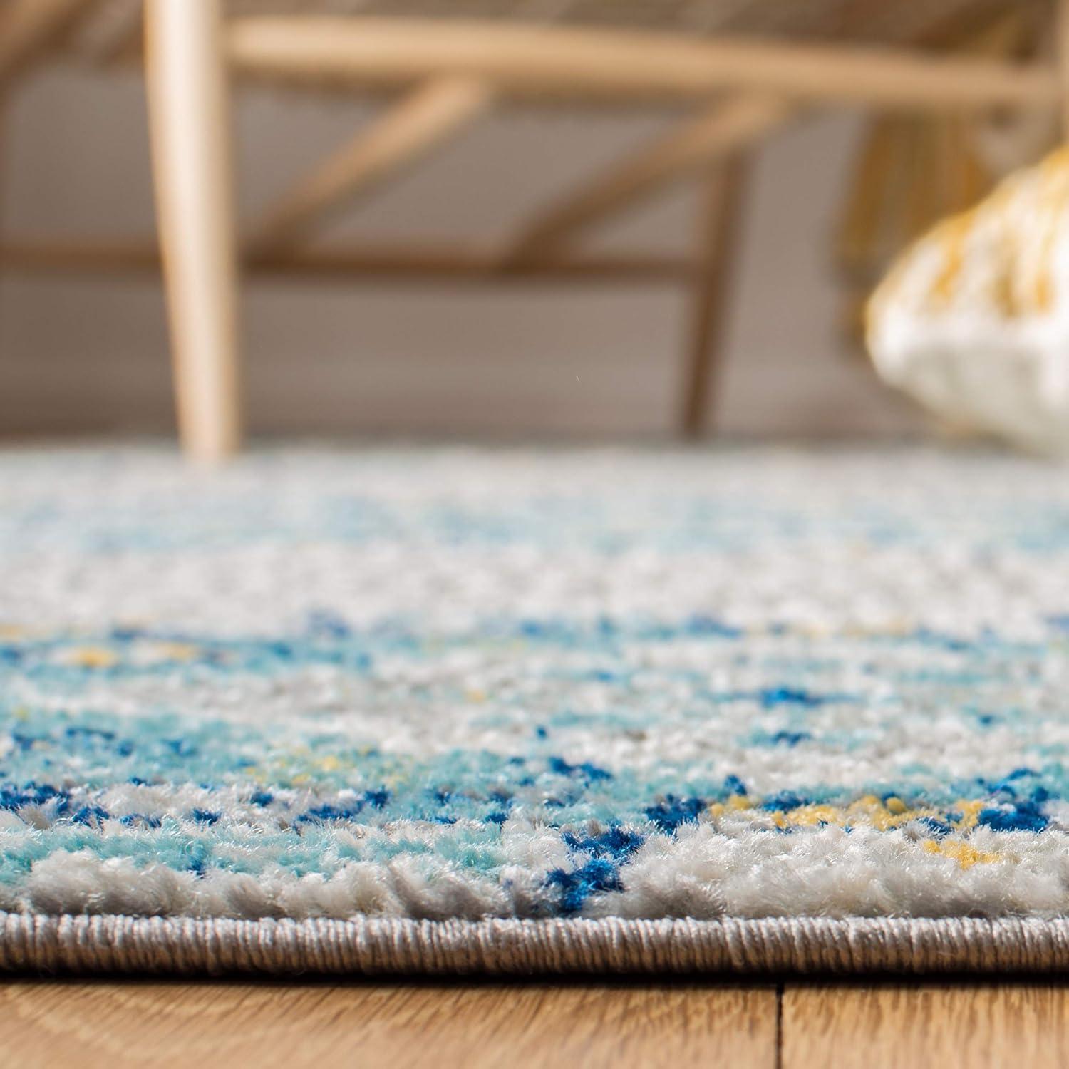 SAFAVIEH Madison Kandace Abstract Area Rug, Grey/Turquoise, 10' x 14'